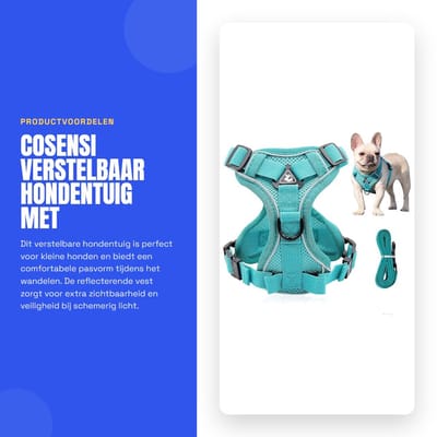 Dailygoods- Hondentuig Verstelbaar - Reflecterend Harnas - Antitrekkend Tuigje - Lichtgewicht Mesh - Handvat voor Wandelen - Comfortabele Pasvorm - Hondharnas