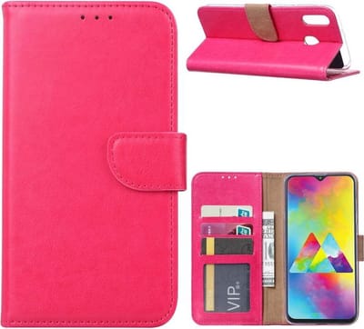Bookcase Geschikt voor: Samsung Galaxy M20 Power - Roze - portemonnee hoesje