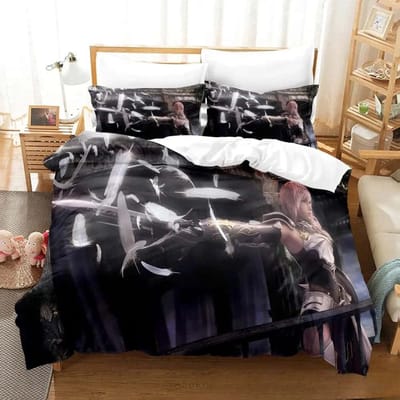 Nouvelle Collection de Literie Imprimée en 3D Anime Jeu Final Fantasy Xiii2 Garçons Filles Taille Jumeau Reine King Housse de Couette Taie d'Oreiller Lit Garçons Adulte EU Twin 135x200cm