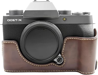 Beschermende Camera Tas voor Fuji X-T200 - Op maat gemaakte PU Leren Halve Tas met Onderopening en Handvat, Ideaal voor SLR Camera's en Compacte Draagoplossing