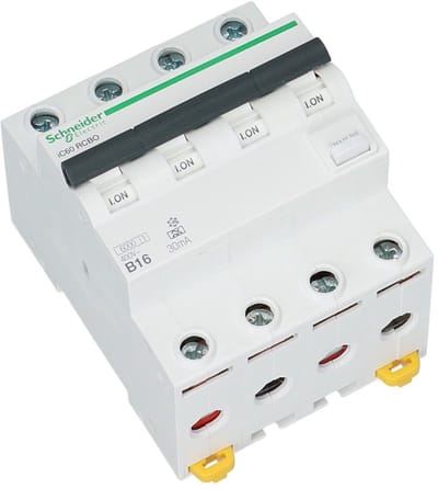 Schneider Electric Acti9 ic60 rcbo residual current circuit breaker with overcurrent Bescherming 4p 6 A 30 ma Type A B curve 6 ka 6000 A