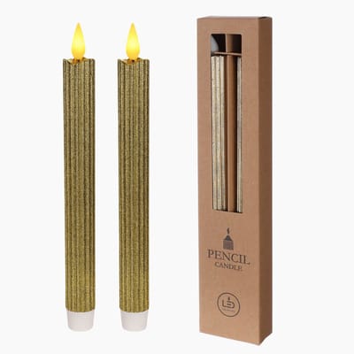 ZoeZo LED Kaarsen 25cm - Set van 2 Dinerkaarsen - Flikkerende Vlamlicht - Werkt op Batterijen - Met Timerfunctie - Kaars - Goud