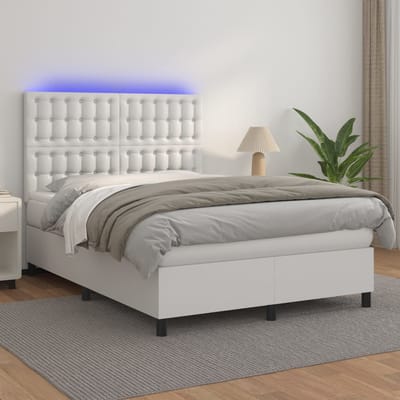 vidaXL - Boxspring - met - matras - en - LED - kunstleer - zwart - 140x190 - cm