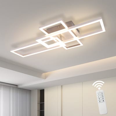 NETTLIFE - LED Plafondlamp - 36W - Moderne Zilveren Metalen Lamp - Met Afstandsbediening - Dimmbaar - Met Geheugenfunctie - Voor Woonkamer Slaapkamer Kantoor Keuken