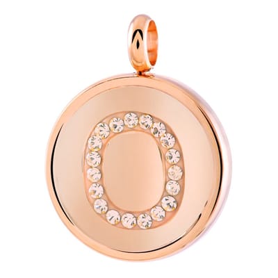 Lucardi Dames Gerecycled just.d stalen hanger roseplated letter kristal - Hanger - Staal - Rosékleurig