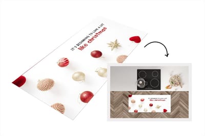 Keukenloper - Loper keuken - Kerst - Kerstdecoratie - Rood - Goud - 120x50 cm - Keukenloper vinyl