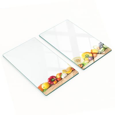 Decoratieve glazen snij- en serveerplanken voor fruit en groenten 2x30x52 cm