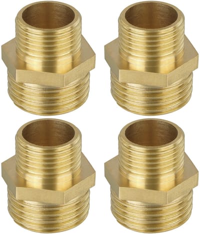 Allecto - Messing Reducer Nipple - 1/2 inch naar 3/8 inch - 4 Stuks