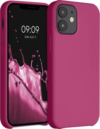 kwmobile telefoonhoesje geschikt voor Apple iPhone 12 mini - Hoesje met siliconen coating - Smartphone case in frambozenroze