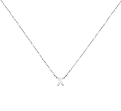 YO&NO - Ketting -  Zilver - Anker -  Letter X -  1,1 mm -  41 + 4 cm - Sieraden vrouw - Gerhodineerd - Zilver 925