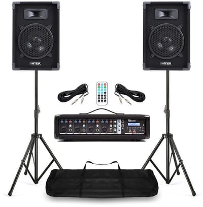 Complete PA-set voor zangers met 8 inch speakers & 4-kanaals mixer
