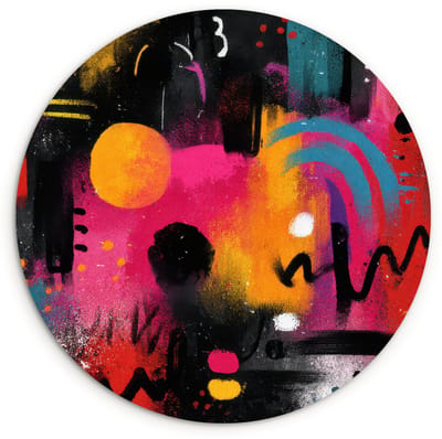 WallCircle® Wandcirkel 120x120 cm - Muurcirkel Kleurvlakken - Vormen - Kleurrijk - Abstract - Muurdecoratie woonkamer - Wanddecoratie slaapkamer - Kamer decoratie accessoires - Ronde schilderijen XXL