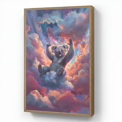 Wandlamp 60x90 cm - Oplaadbaar - Koala - Dier - Zonnebril - Wolken - Wandlampen binnen woonkamer - Slaapkamer lamp - Decoratieve nachtlamp - Vloerlamp draadloos