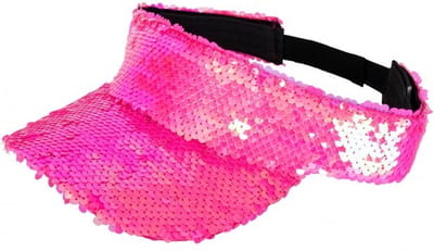KIMU® Zonneklep Roze Pailletten - Pet Iridescent Sequin - Glitter Open Visor Zonnehoed Klep Pride Glitters Hoed Petje Festival