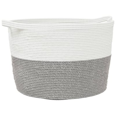 vidaXL - Wasmand - Ø - 60x36 - cm - katoen - grijs - en - wit
