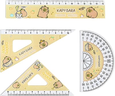 4x Stuks Transparante Tekenliniaal 20 cm - Cartoon Ontwerp voor School en Kantoor