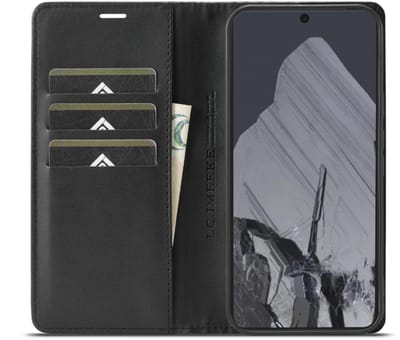 Luxe BookCover Hoes Etui geschikt voor Google Pixel 9 - 9 PRO - 10 - 10 PRO - Zwart-Rood-Carbon V1*