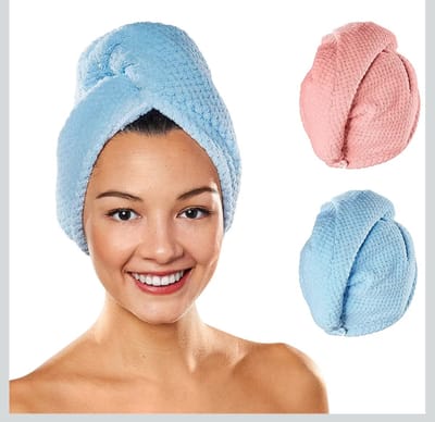 Haartulband (2 stuks) met knoop van zachte microvezels. Ideale tulband handdoek ook voor dik en lang haar