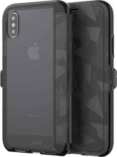 iPhone Xs/X Bookcase hoesje - Tech21 - Effen Zwart - TPU (Zacht)