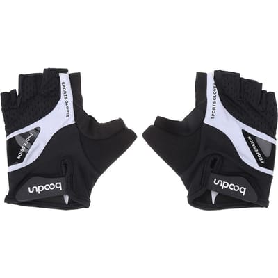 BOODUN 1 Paire de Gants Respirants Mi-Doigts Unisexes pour Vélo de Montagne et Cyclisme en Plein Air (L) white