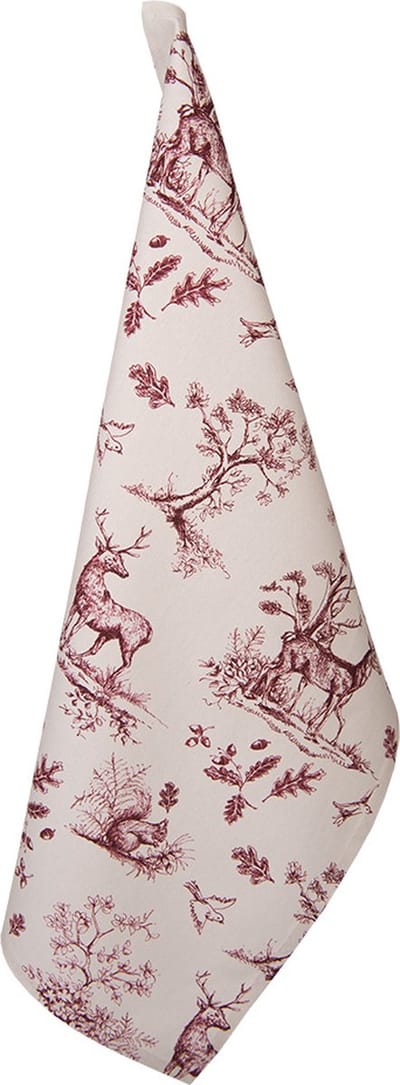 Clayre & Eef Theedoek 50x70 cm Wit Roze Katoen Rendieren Keukenhanddoek
