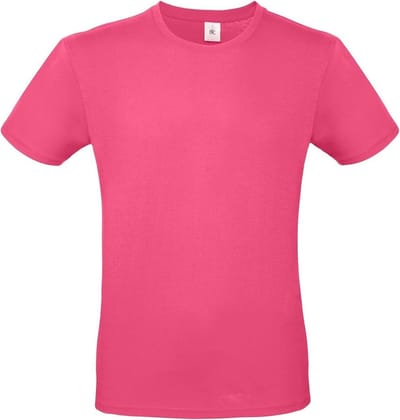 Set van 2x stuks fuchsia roze basic t-shirt met ronde hals voor heren - katoen - 145 grams - shirts / kleding, maat: S (48)