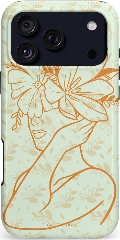 Casetastic hoesje geschikt voor Apple iPhone 17 Pro Max - MagSafe - Dubbellaagse bescherming - Minimal Bloom - Fashion Case - Crème Lichtgrijs