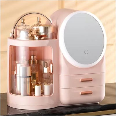 Make-up organizer - Cosmetica opberger - Snel vinden - Verstelbaar licht - 36 x 21 x 22.5 cm - Roze