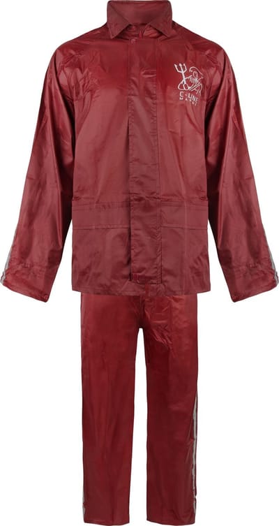 C-Line Regenpak met Capuchon - Rood - Reflecterend  - Nieuw Model - Volwassen maat S