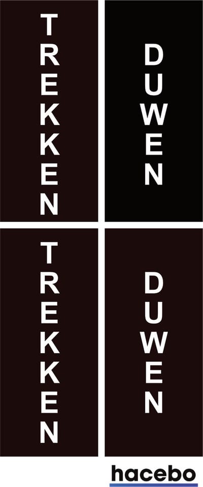 Deursticker Set Duwen Trekken Verticaal - 7x3 cm - Set van 4 stuks - Zwart met witte tekst - Push en Pull - UV en Waterproof