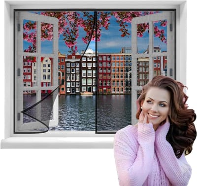 Scherm gaas raam - Horraam stil - Insecten buiten houden - Magnetische sluiting - 50x125cm - Zwart