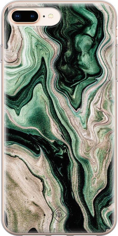 Casimoda® hoesje - Geschikt voor iPhone 8 Plus - Groen marmer / Marble - Siliconen/TPU telefoonhoesje - Backcover - Marmer - Groen