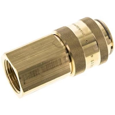 Messing DN 19 Luchtkoppeling Snelkoppeling G 1 inch Binnendraad Double Shut-Off - CLS19-F-B-SV-100