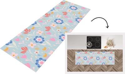 Keukenloper - Loper keuken - Bloemen - Planten - Patroon - 150x50 cm - Keukenloper vinyl