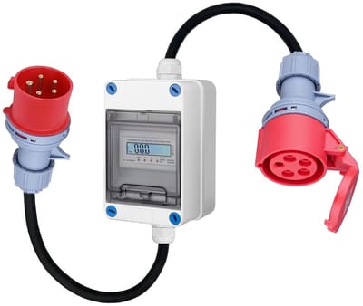 Digitale Flowmeter voor Driefasige CEE Aansluiting, LED Indicator voor Caravans, Elektrische Voertuigen en Campingtoepassingen