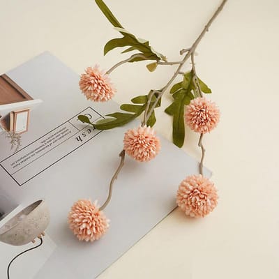 Paardenbloem Bloemenboeket, Zijde Kleine Margriet Pompon Bal, Bruiloft Bloemstuk, Huis Tafel Decoratie, Fotorekwisiet, 5 Stuks brown