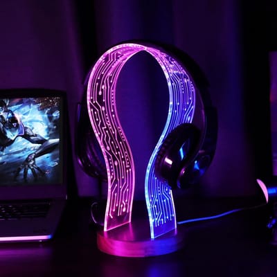 Hoofdtelefoonstandaard met LED-nachtlampje voor gamers en muziekliefhebbers