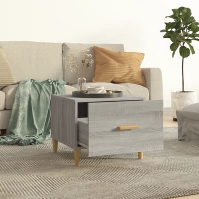 vidaXL - Salontafels - 2 - st - 50x50x40 - cm - bewerkt - hout - grijs - sonoma - eiken