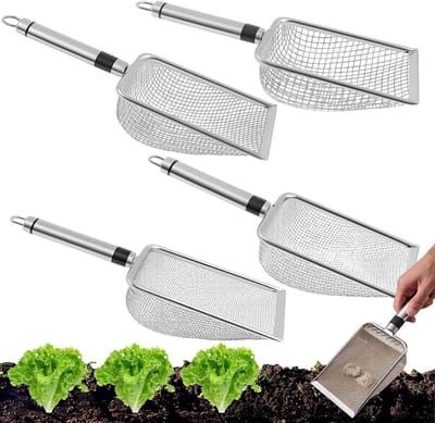 Compostzeef - Tuingrondzeef Gereedschap - Grond Ziften - Vervormingsbestendig - 29x12x8 cm - Zilver