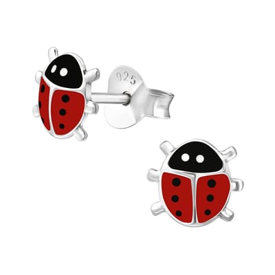 Lieveheersbeestje zilveren kinder oorstekers | oorbellen Meisje Zilver | lieveheersbeestjes oorknopjes | Zilverana | Sterling 925 Silver