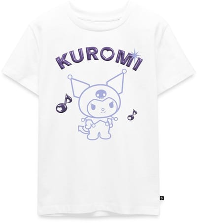 Kuromi Omtrekontwerp Met Paarse Chrome Letters Premium T Shirt Kinderen
