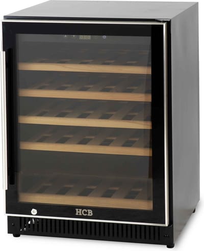 HCB® - Professionele luxe Wijnkoelkast voor 51 flessen - Wijnklimaatkast met houten lades - Vrijstaand wijn koelkast - Klimaatkast - Wijnkast - Wijnfrigo koeler - 49 kg - Frigo - 6809