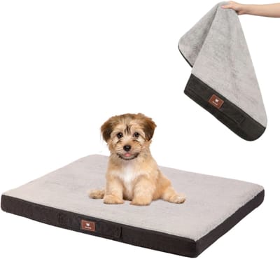 Meritosh© luxe orthopedisch hondenkussen 51x39x8 cm - Hondenbed met afneembare en wasbare hoes - Benchkussen S voor kleine honden en puppy's tot 16 kg - Grijs
