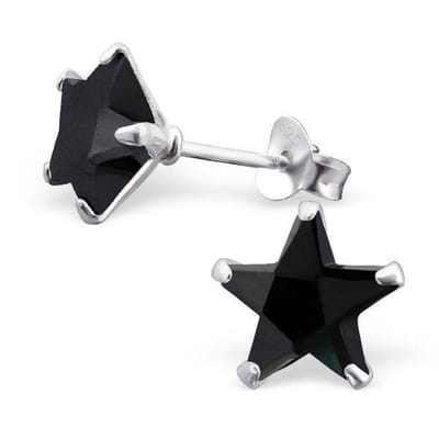 Aramat Jewels | Oorbellen | Zilveren Zirkonia Ster Oorstekers – Meerdere Kleuren & Maten 925 Zilver | 8mm / Zwart | | | Zilver | Kinderen, Volwassenen | Verkleurd niet