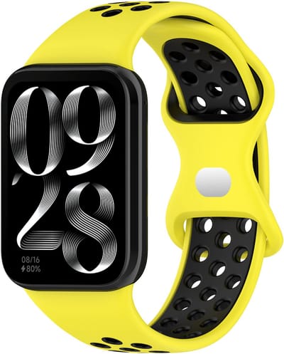 Stravo Sportief Siliconen Horlogebandje – Geschikt voor Xiaomi Smart band 8 Pro (Xiaomi Mi band 8 Pro) / Xiaomi Smart band 9 Pro (Xiaomi Mi band 9 Pro) – Tweekleurig design – Siliconen bandje voor Redmi Watch 4 / 5 / 6 – Geel / Zwart