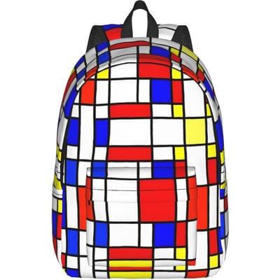 Piet Mondrian De Stijl Rugzak voor Mannen Vrouwen Cool Middelbare School Wandelen Reizen Dagrugzak College Canvas Tassen Sport M