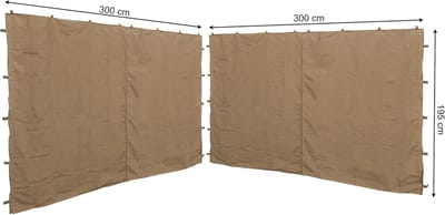 Zijpanelen 2-delig voor Paviljoens 3x3m met Ritssluiting - Beige RAL 1001