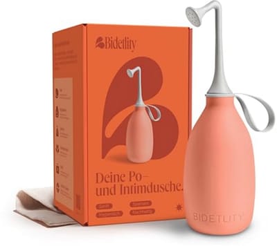 BIDETLITY Intiemdouche 3.0 – Draagbaar Reisbidet, Vervangt Vochtige Doekjes, Bespaart Toiletpapier, Duurzaam & BPA-vrij, Inclusief Reistas