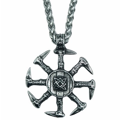 Viking Ketting – Slavisch Kolovrat / Zonnesymbool - Edelstaal - L 60 cm, B 4 mm - Hanger 4.5 x 3.2 cm