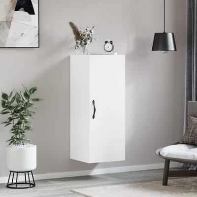 vidaXL - Wandkast - 34,5x34x90 - cm - bewerkt - hout - wit